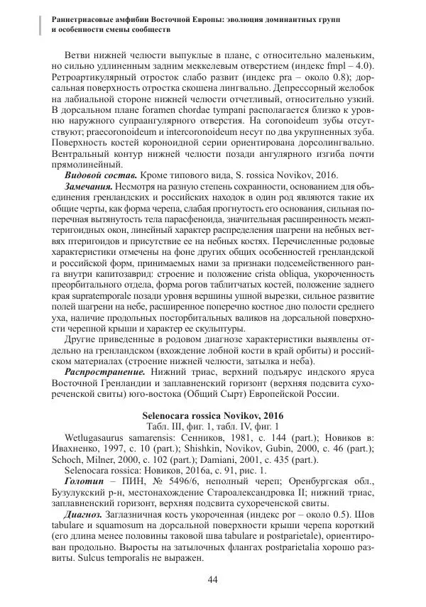 И. Новиков - Раннетриасовые амфибии Восточной Европы: эволюция доминантных групп и особенности смены сообществ - Страница № 44