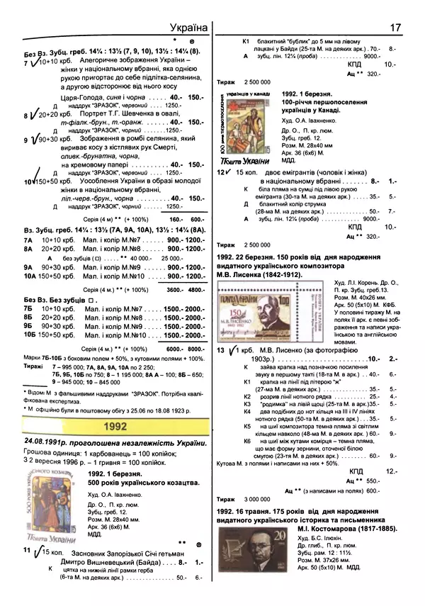КулЛиб. Ярослав  Мулик - Каталог поштових марок України (1918-2011). Страница № 18